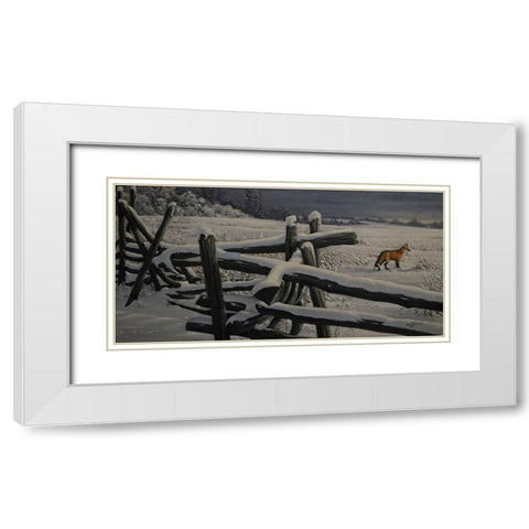 Split Rail And Fox White Modern Wood Framed Art Print with Double Matting by Goebel, Wilhelm
