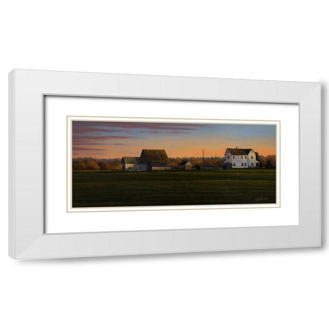 Sunset On A Family Farm White Modern Wood Framed Art Print with Double Matting by Goebel, Wilhelm