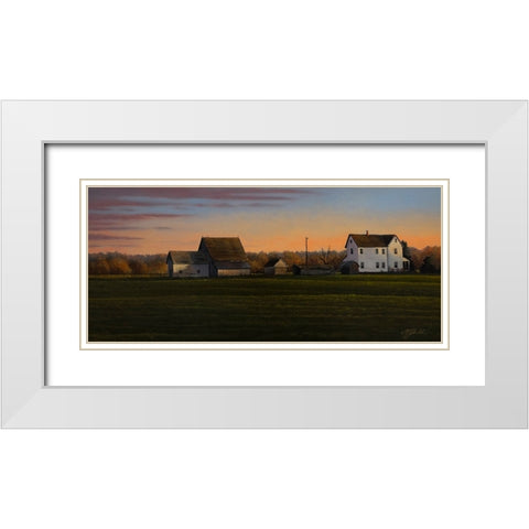 Sunset On A Family Farm White Modern Wood Framed Art Print with Double Matting by Goebel, Wilhelm