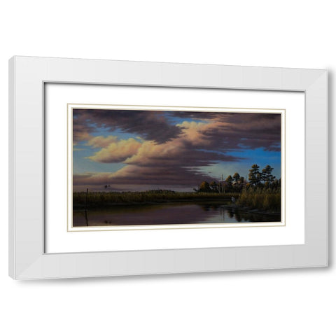 Sunset On Wicomico Creek White Modern Wood Framed Art Print with Double Matting by Goebel, Wilhelm
