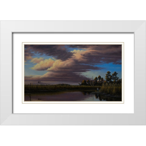 Sunset On Wicomico Creek White Modern Wood Framed Art Print with Double Matting by Goebel, Wilhelm
