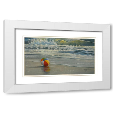 Beach Ball in Surf White Modern Wood Framed Art Print with Double Matting by Goebel, Wilhelm