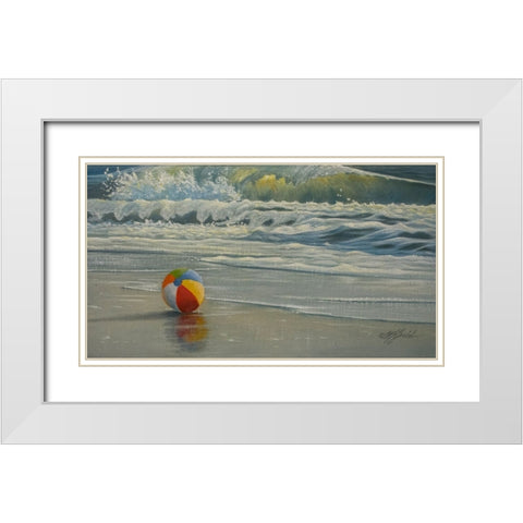 Beach Ball in Surf White Modern Wood Framed Art Print with Double Matting by Goebel, Wilhelm