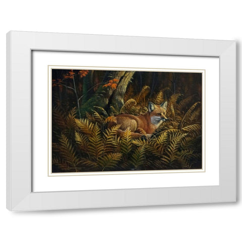 Bed of Ferns White Modern Wood Framed Art Print with Double Matting by Goebel, Wilhelm