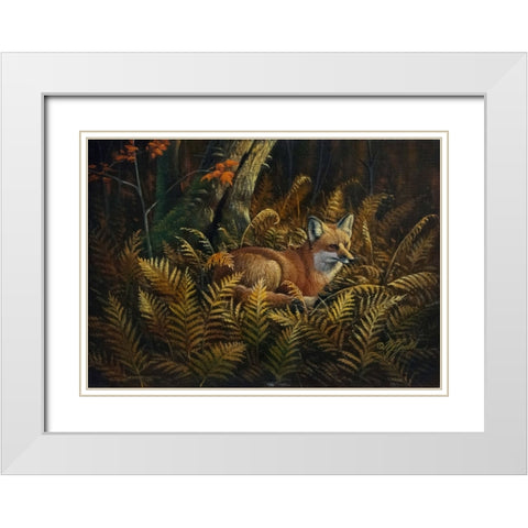 Bed of Ferns White Modern Wood Framed Art Print with Double Matting by Goebel, Wilhelm