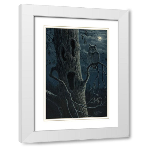 Boo Tree White Modern Wood Framed Art Print with Double Matting by Goebel, Wilhelm