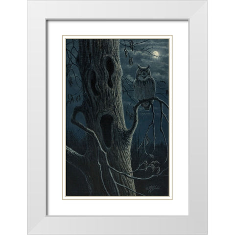 Boo Tree White Modern Wood Framed Art Print with Double Matting by Goebel, Wilhelm