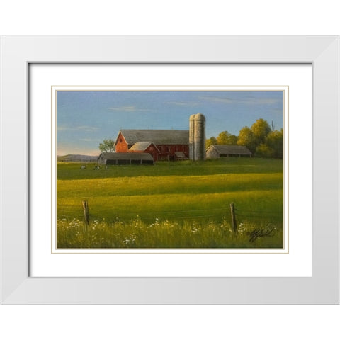 Lancaster County Farm White Modern Wood Framed Art Print with Double Matting by Goebel, Wilhelm