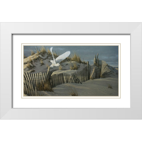 Launch - Snowy Owl White Modern Wood Framed Art Print with Double Matting by Goebel, Wilhelm