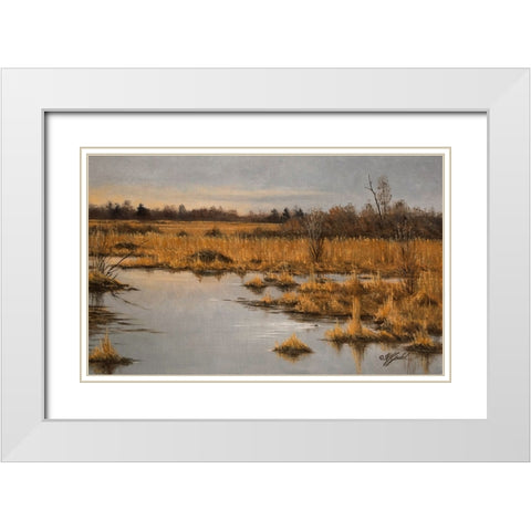 Muskrat Marsh White Modern Wood Framed Art Print with Double Matting by Goebel, Wilhelm