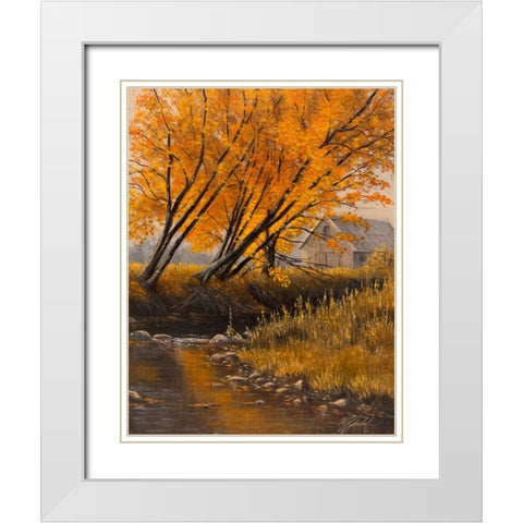 Undercut Bank White Modern Wood Framed Art Print with Double Matting by Goebel, Wilhelm