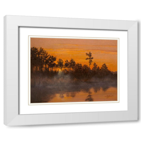 Wicomico Creek Sunset White Modern Wood Framed Art Print with Double Matting by Goebel, Wilhelm