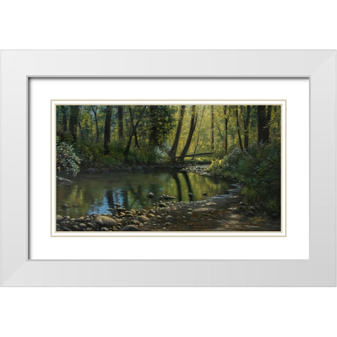 Woodland Creek White Modern Wood Framed Art Print with Double Matting by Goebel, Wilhelm