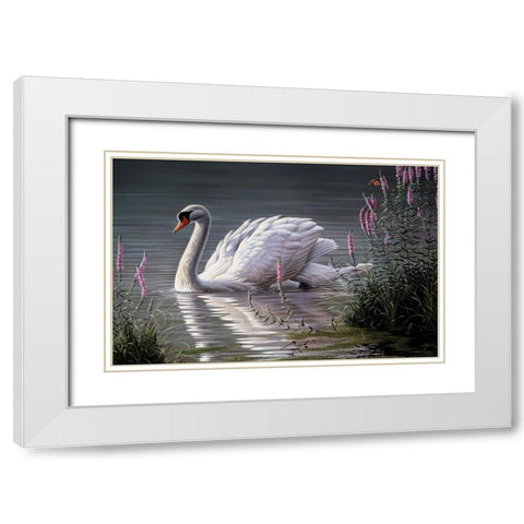 Summer Idyll - Mute Swan White Modern Wood Framed Art Print with Double Matting by Goebel, Wilhelm