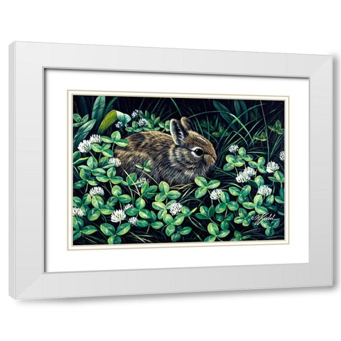 In Clover White Modern Wood Framed Art Print with Double Matting by Goebel, Wilhelm
