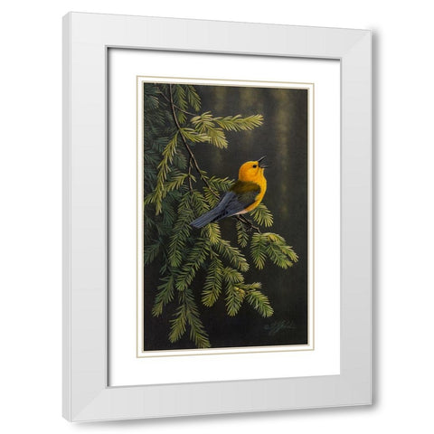Cypress Song White Modern Wood Framed Art Print with Double Matting by Goebel, Wilhelm