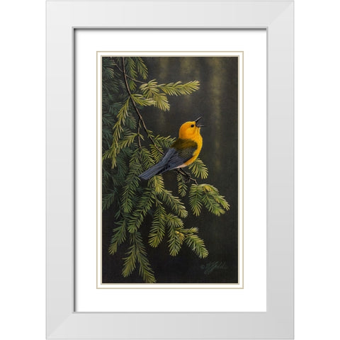 Cypress Song White Modern Wood Framed Art Print with Double Matting by Goebel, Wilhelm