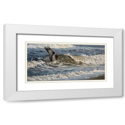 Osprey and Surf White Modern Wood Framed Art Print with Double Matting by Goebel, Wilhelm