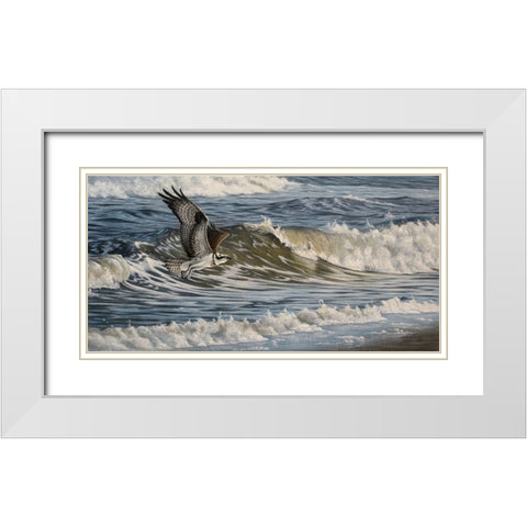Osprey and Surf White Modern Wood Framed Art Print with Double Matting by Goebel, Wilhelm