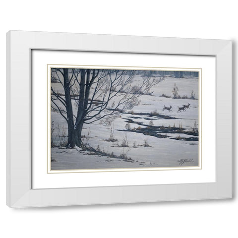 Sprint Through Winter White Modern Wood Framed Art Print with Double Matting by Goebel, Wilhelm