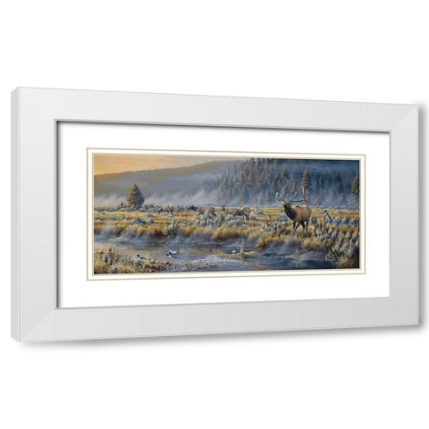 Autumn Classic - Elk White Modern Wood Framed Art Print with Double Matting by Goebel, Wilhelm