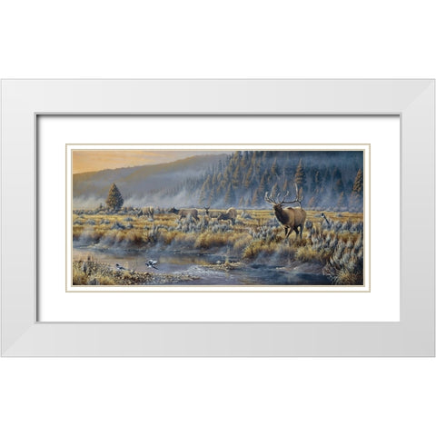 Autumn Classic - Elk White Modern Wood Framed Art Print with Double Matting by Goebel, Wilhelm