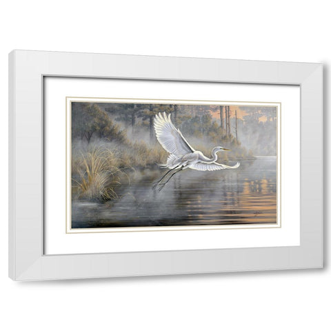 Sunrise Flight White Modern Wood Framed Art Print with Double Matting by Goebel, Wilhelm