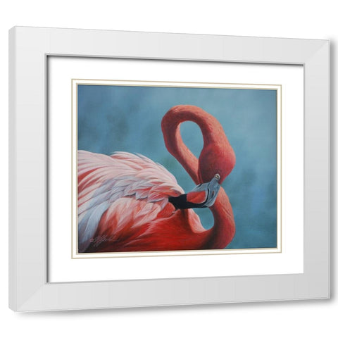 Figure 8 - Flamingo White Modern Wood Framed Art Print with Double Matting by Goebel, Wilhelm