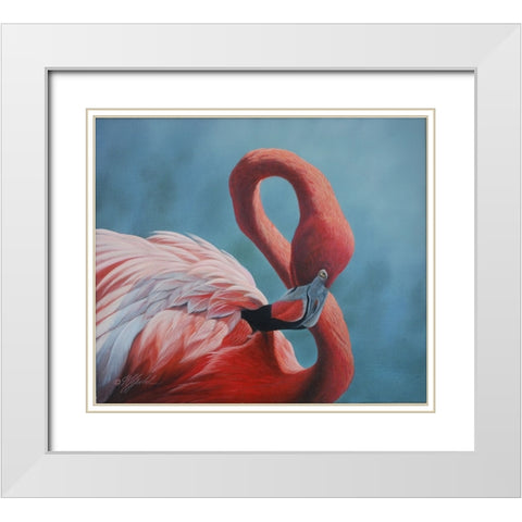 Figure 8 - Flamingo White Modern Wood Framed Art Print with Double Matting by Goebel, Wilhelm