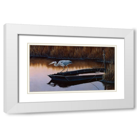 Vantage Point - Great Blue Heron White Modern Wood Framed Art Print with Double Matting by Goebel, Wilhelm