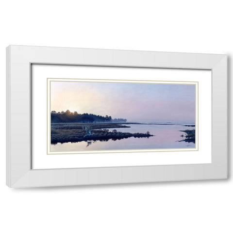Blackwater Sunrise White Modern Wood Framed Art Print with Double Matting by Goebel, Wilhelm