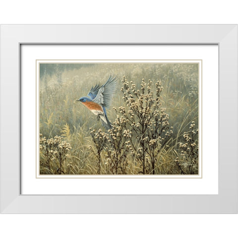 October Meadow White Modern Wood Framed Art Print with Double Matting by Goebel, Wilhelm