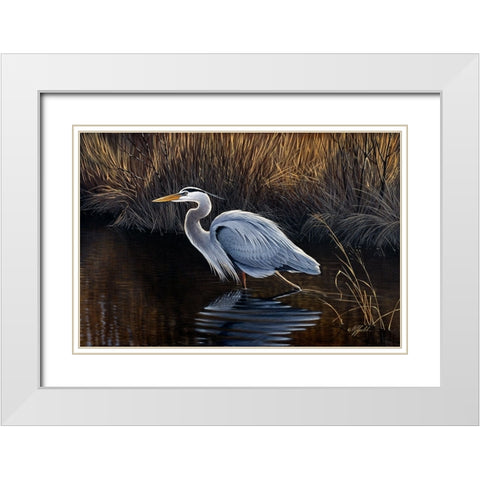 Making Strides - Great Blue Heron White Modern Wood Framed Art Print with Double Matting by Goebel, Wilhelm