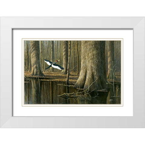 Still Flying White Modern Wood Framed Art Print with Double Matting by Goebel, Wilhelm