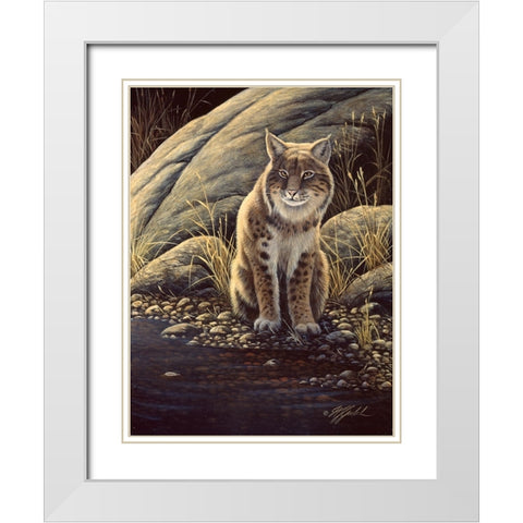 Backlight-Bobcat White Modern Wood Framed Art Print with Double Matting by Goebel, Wilhelm