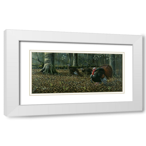The Suitor - Wild Turkeys White Modern Wood Framed Art Print with Double Matting by Goebel, Wilhelm