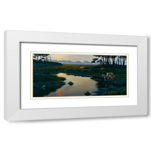 Assateague Sunset 1 White Modern Wood Framed Art Print with Double Matting by Goebel, Wilhelm