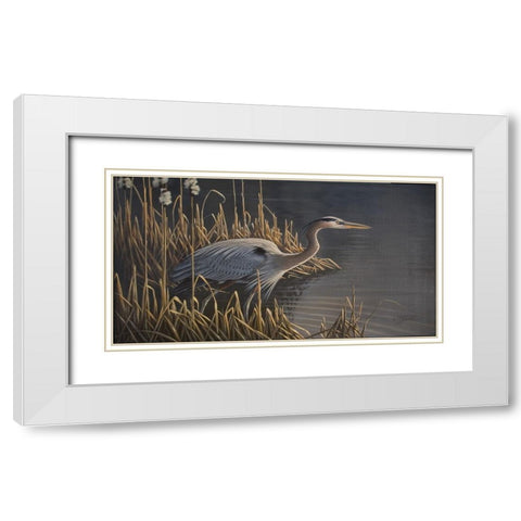 Stalking The Edge - Heron White Modern Wood Framed Art Print with Double Matting by Goebel, Wilhelm