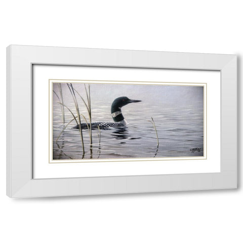 Emerging Loon White Modern Wood Framed Art Print with Double Matting by Goebel, Wilhelm