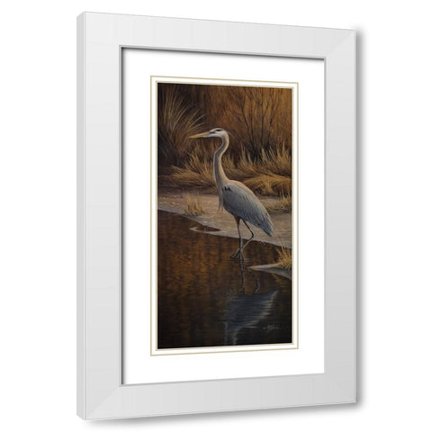 Heron Wading White Modern Wood Framed Art Print with Double Matting by Goebel, Wilhelm