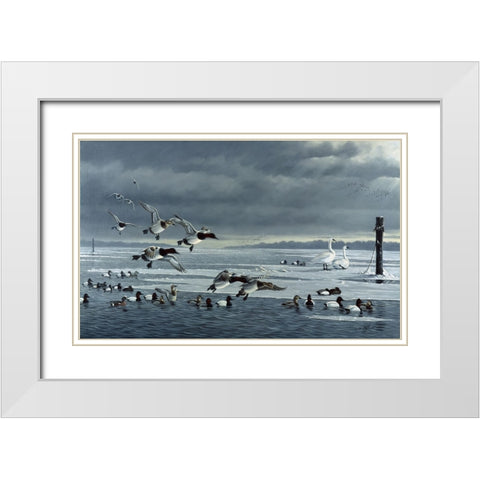 Choptank Gathering White Modern Wood Framed Art Print with Double Matting by Goebel, Wilhelm
