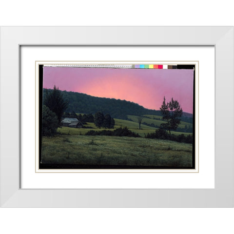 Hillside At Dusk White Modern Wood Framed Art Print with Double Matting by Goebel, Wilhelm