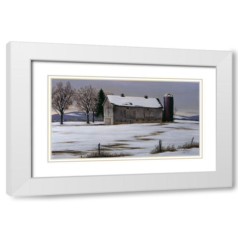 Winter Barn White Modern Wood Framed Art Print with Double Matting by Goebel, Wilhelm