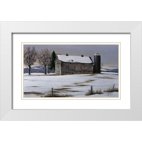 Winter Barn White Modern Wood Framed Art Print with Double Matting by Goebel, Wilhelm