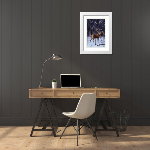 In His Prime - Whitetail White Modern Wood Framed Art Print with Double Matting by Goebel, Wilhelm