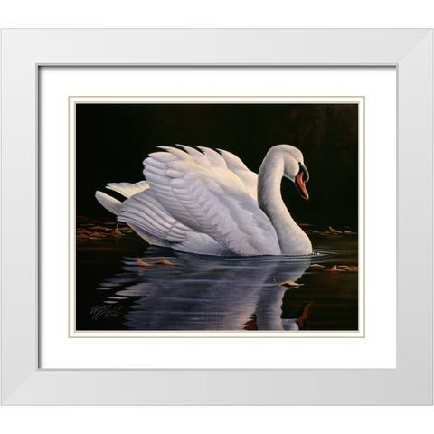 Reflection - Mute Swan White Modern Wood Framed Art Print with Double Matting by Goebel, Wilhelm