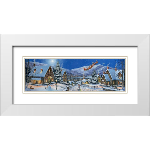 Christmas Town Panorama White Modern Wood Framed Art Print with Double Matting by Zaccheo, John
