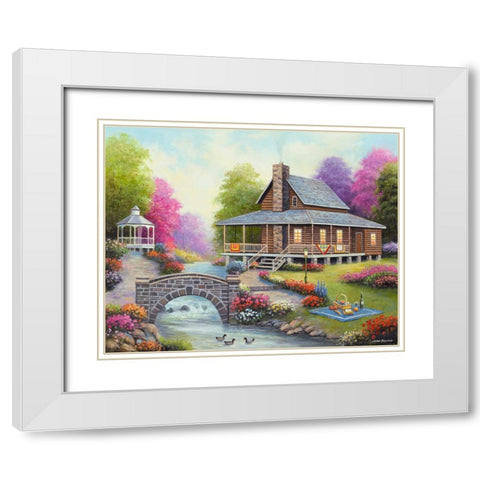 Springs Harmony White Modern Wood Framed Art Print with Double Matting by Zaccheo, John