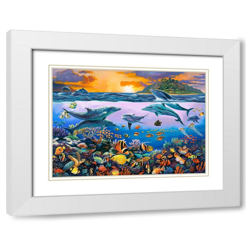 Undersea League White Modern Wood Framed Art Print with Double Matting by Zaccheo, John