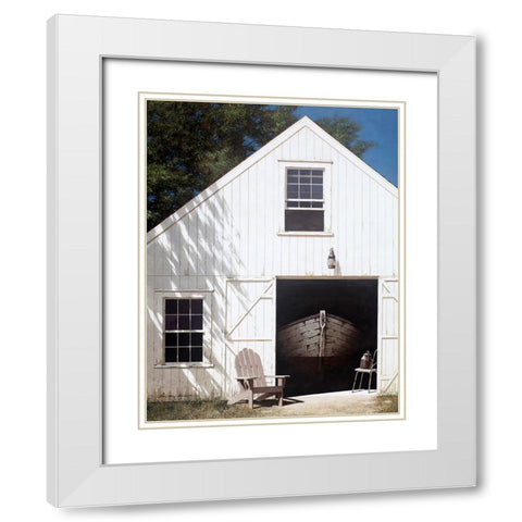 The Barn White Modern Wood Framed Art Print with Double Matting by Lu, Zhen-Huan